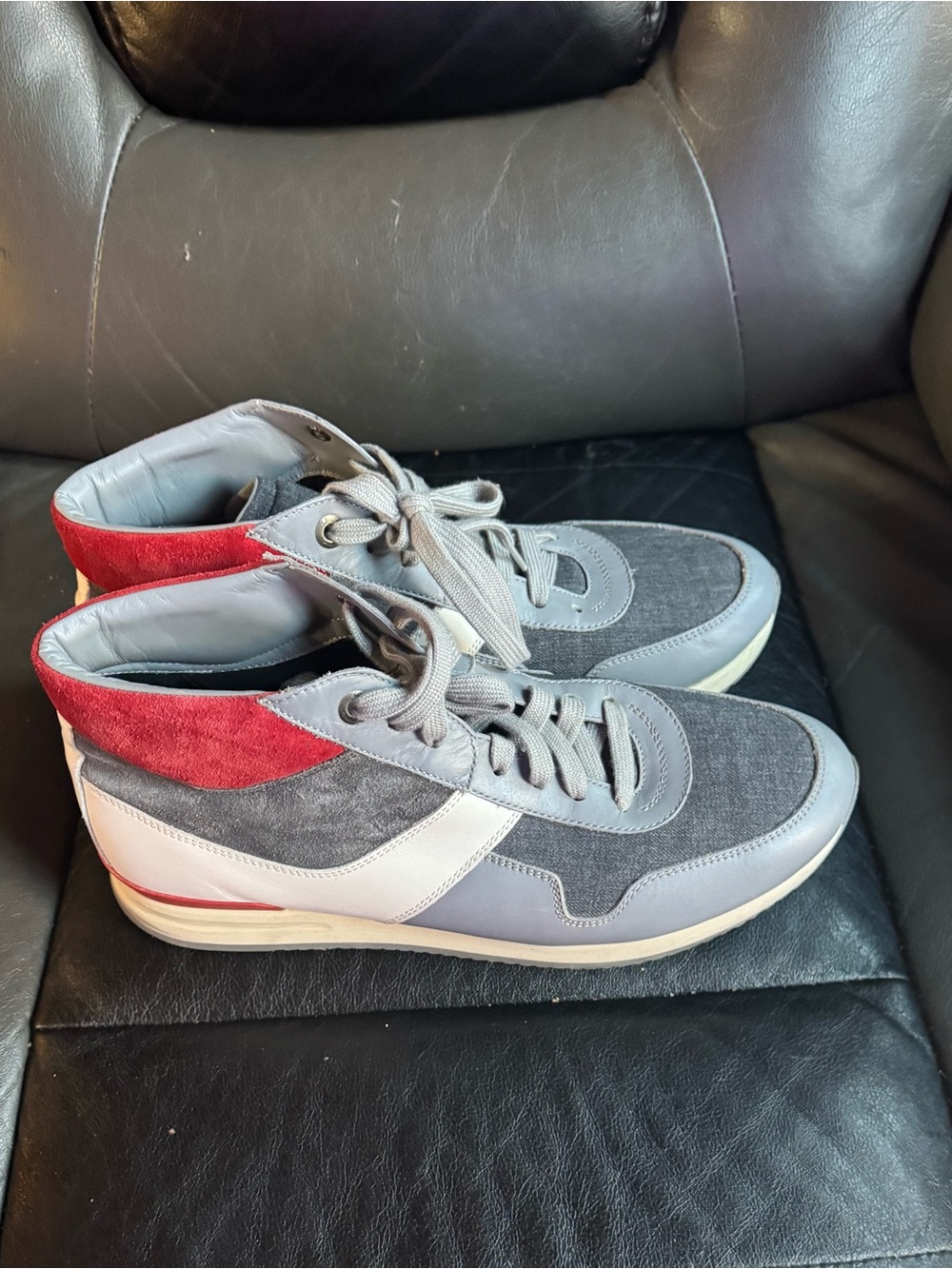 Salvatore Ferragamo Toronto Gray and Red High-Top Men's Sneakers